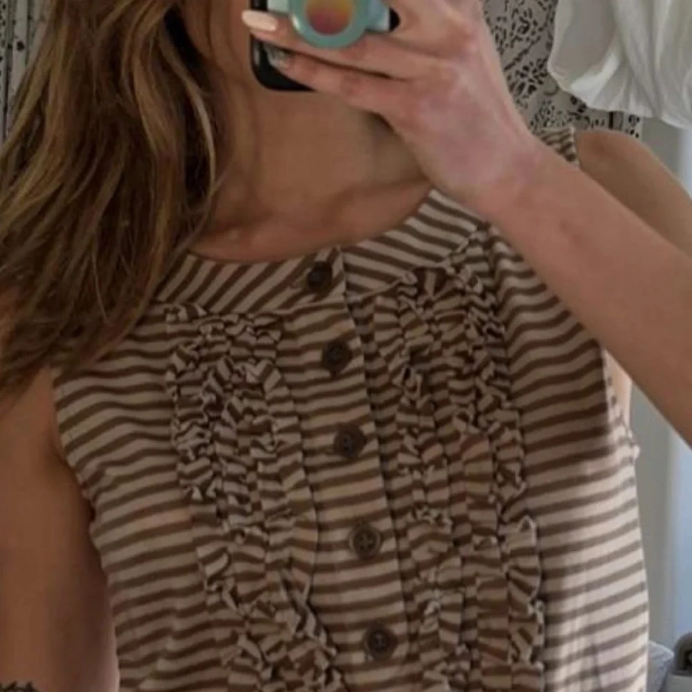 CHANEL 2009 Spring Runway Ruffled Striped Cotton